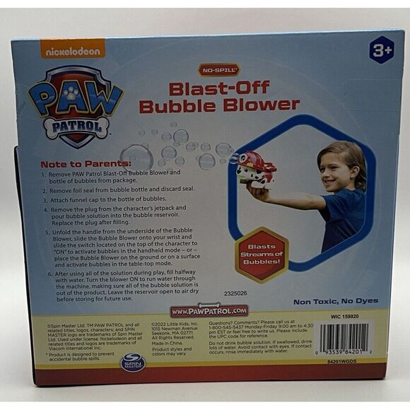 New Paw Patrol Toy Marshall Action Blast Off Bubble Blower‎ Nickelodeon - Picture 3 of 5